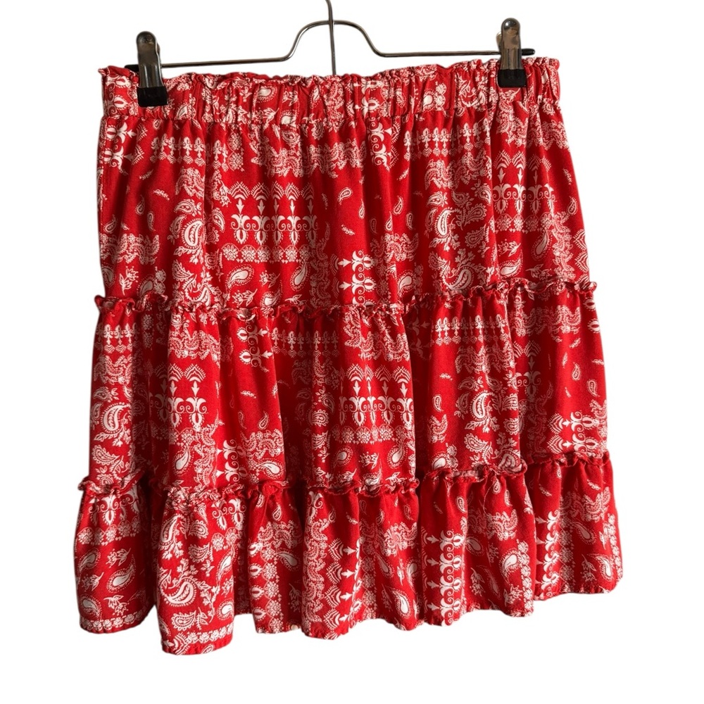 Nicole Miller Red and White Bubble Mini Skirt
